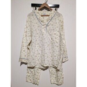 Mens Vintage Towncraft Penneys Pajama Set 60s Cream Blue No Iron 42-44 L